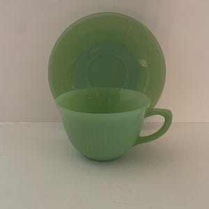 Vintage Jadite Cup and Saucer Granny Kitchen Country Kitchen Jadite Dishes