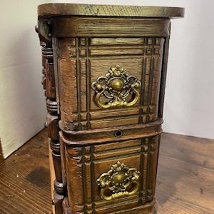 Beautiful Vintage Stack of Two Drawers from An Antique Sewing Machine Gorgeous Wood with Ornate Brass Handles Unique Storage Cottagecore