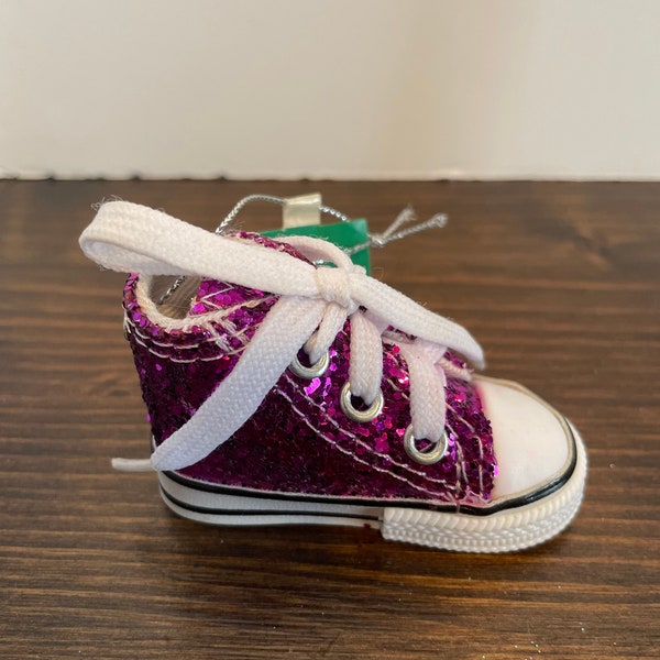 Kurt Adler Glittery Purple High Top Shoe Ornament with Tag