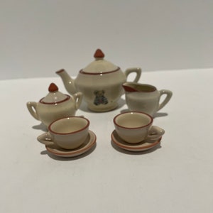 Vintage Bearware Pottery Boyds Bears Teaset Collectible Teasets with Bear on Teapot