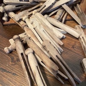 Vintage Wood Clothespins Farmhouse Laundry Room set of 12