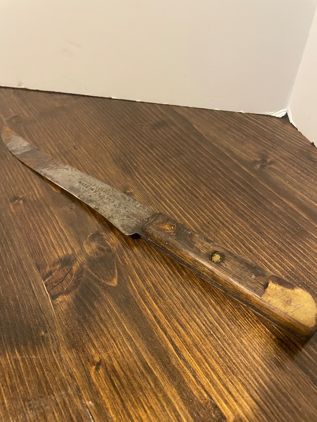 Vintage Hammer Kitchen Knife Made in the USA, Primitve Handmade