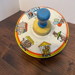 Vintage Spinning Top Ohio Art from Bryan Ohio Exotic Animal Train