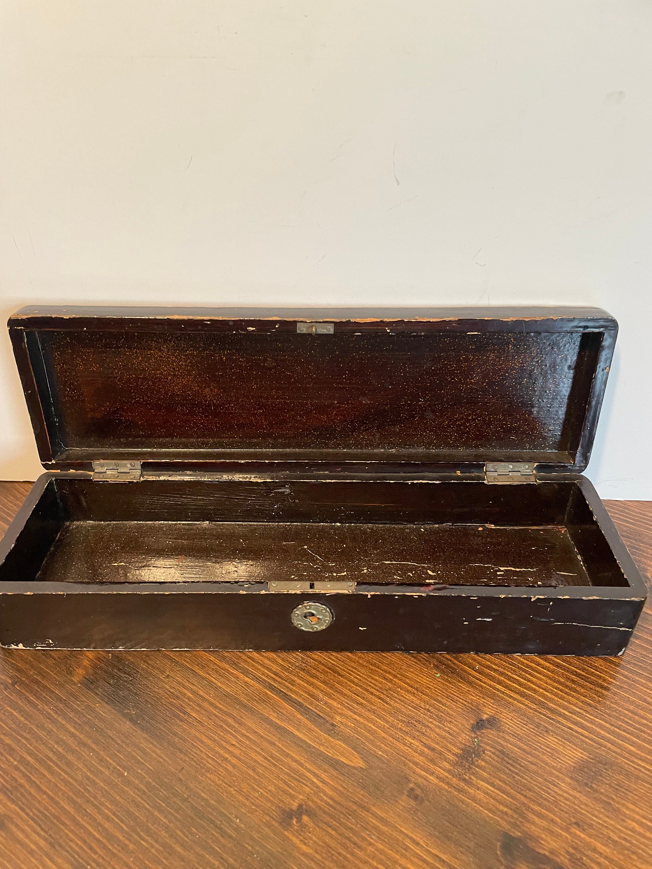 Antique Japanese Style Paper Mache Pencil Box 11 Inches Long Etsy