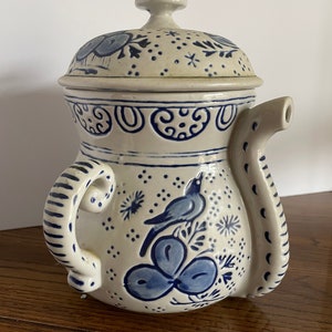 Vintage Avon Teapot Coffee Pot, Blue and White, Made in Brazil