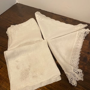 Vintage Handmade, Embroidered Handkerchiefs, Bridal Hankie, Vintage Wedding, Vintage Bride, Wedding Favors,