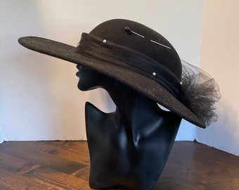 Vintage Wide  Brim Doeskin Felt Hat Bollman Ht Co.