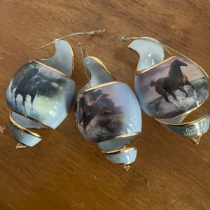 2002 Free As The Wind Heirloom Porcelain Horse Ornaments Set #1 Bradford Edition
