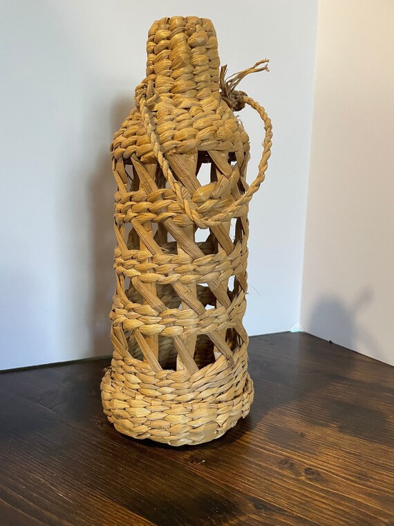 Vintage Wicker Wine Bottle Holder Etsy