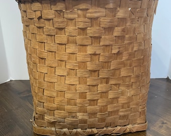 Vintage Oak Split Basket, Storage Basket, Hand Woven Basket,