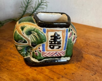 Vintage Hand painted Elephant Toothpick Holder