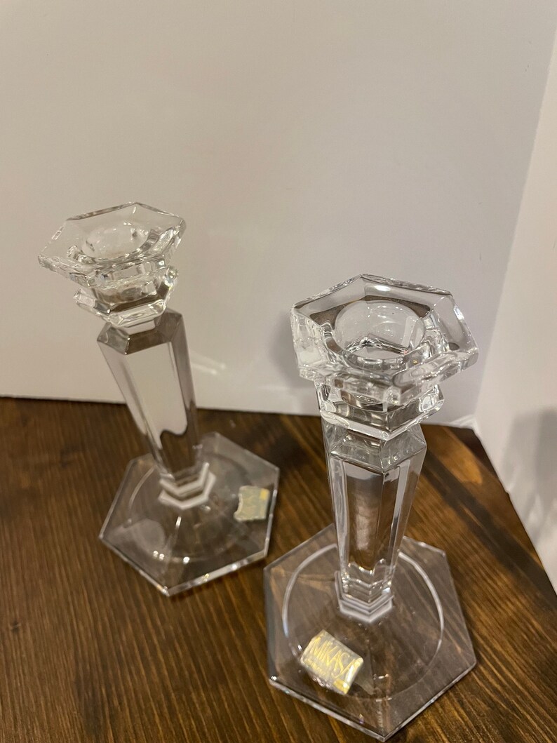 Mikasa Pair Full Lead Crystal Candle Stick Holders Etsy