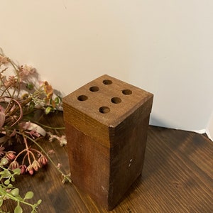 Vintage Wood Block Pen/Pencil Holder, Paintbrush holder,