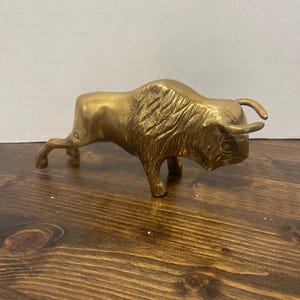 Vintage Solid Brass Bull Figurine-Rustic Mancave Decor-Western Decor-Spanish Bull- Charging Bull