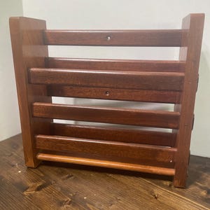 Vintage Wooden Wall Rack-Spice Rack or Small Bookshelf-Solid Wood Hanging Shelf Organizer-MCM Decor-Minimalist