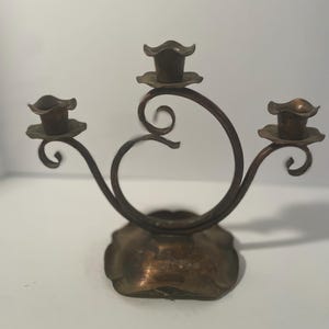 Vintage Gregorian Copper 3 Arm 3 Light Candelabra  Scroll Swirled MCM 1960s USA