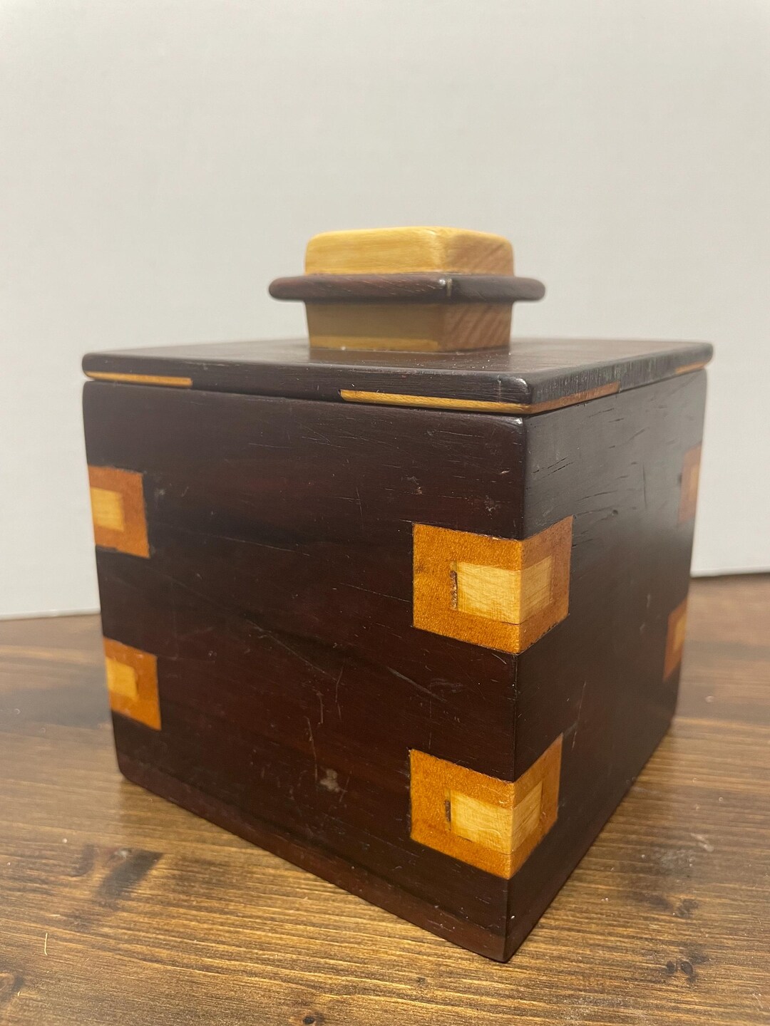 Small Inlayed Box Vintage Inlay or Marquetry Box Inlaid Wood Trinket Box Jewelry Box Mid ...