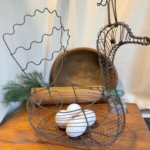 Vintage Peacock Wire Egg Basket