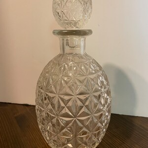 Vintage Crystal Pressed Glass Liquor Decanter with Stopper, Vintage Barware, Liquor Decanter, Vintage Glamour,