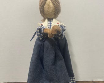 ヴィンテージ ドール フォークアート ハンドメイド クロス アンナ