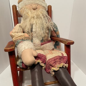 Vintage Farmhouse Red Wicker Kids Wood Rocking Chair 19