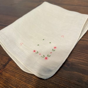 Vintage Taschentücher, 5er Set, handbestickt,