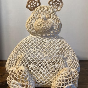 Vintage Hand Crochet Teddy Bear very unique handmade bear