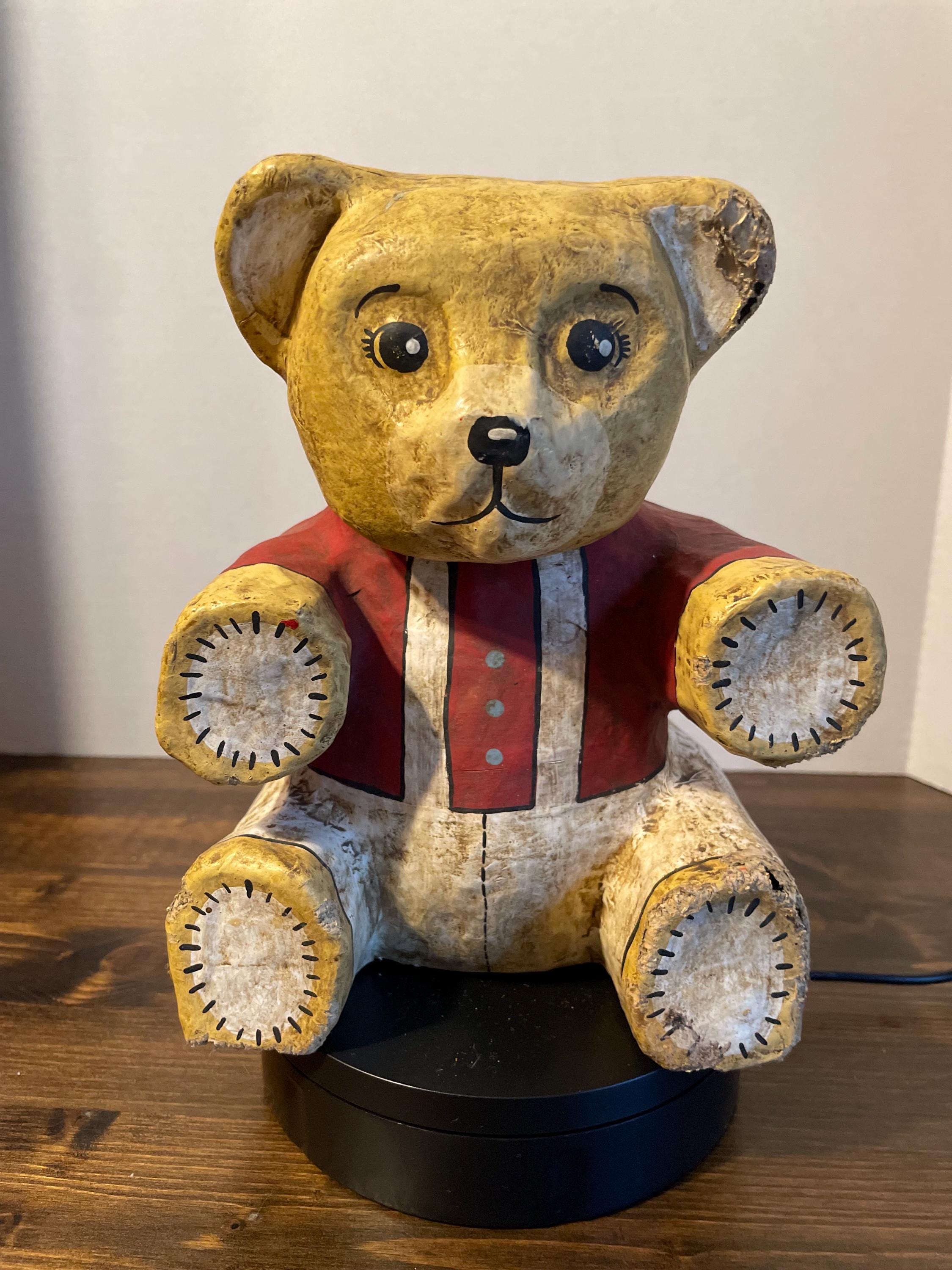 Vintage 1960's Bear Cub Paper Mache Folk Art Dressed in His