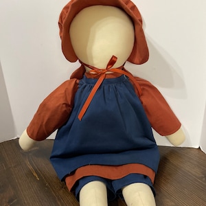 Bambola di pezza vintage, bambola di stoffa fatta a mano, bambola Amish, bambola di campagna, giocattoli, giocattoli fatti a mano, Natale in campagna