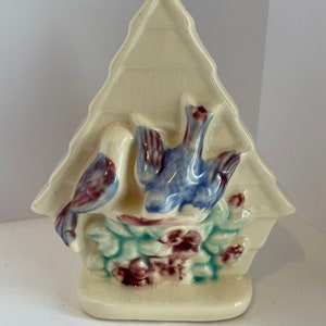 Vintage Ceramic Birdhouse Wall pocket Planter/Vase