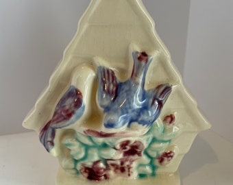 Vintage Ceramic Birdhouse Wall pocket Planter/Vase