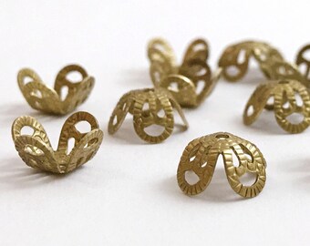 30pcs 10mm Round Flower Bead Caps Raw Brass Findings for Jewlery Making /& Repair ca013