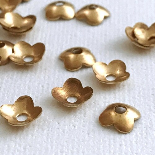3 Mm Tiny Bell Caps. Four Petal Bead Top. Beading End Caps Etsy