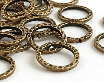 Brass Fashion Hardware Large Hammered Brass Rings 6 Pcs Extra Large Jump Rings Jewelry Component 19 mm I.D x 12 G Square Wire