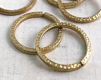 Brass Fashion Hardware Large Hammered Brass Rings 6 Pcs Extra Large Jump Rings Jewelry Component 19 mm I.D x 12 G Square Wire