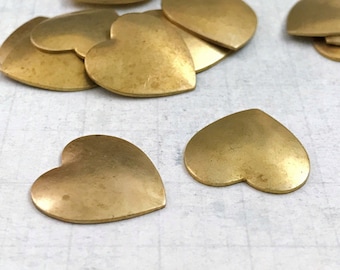Pair of Hearts Stamping Solid Brass Finding USA Made.