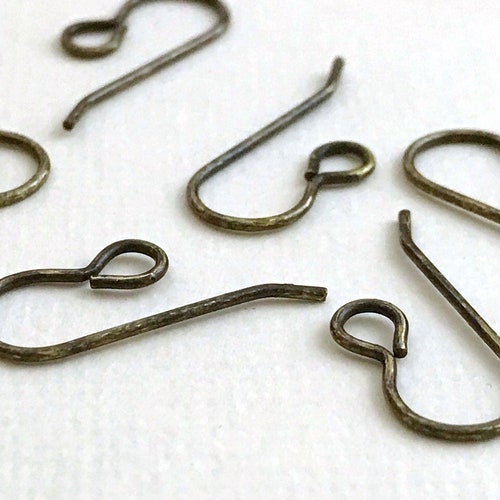 25 Mm Dark Antique Brass Fish Hook Ear Wires. Brown Black Etsy