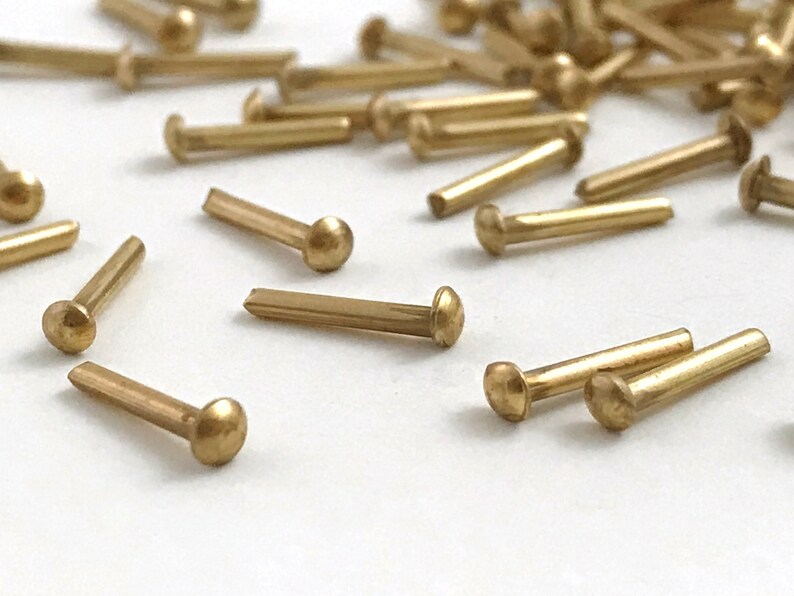 3/8 Solid Brass Round Head Rivets. 10 mm x 2.5 mm x 16 Etsy