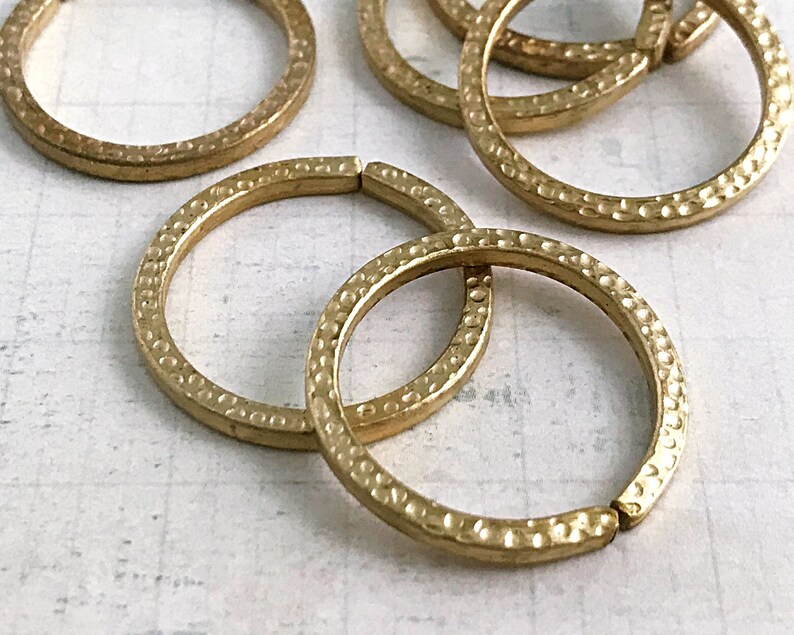Brass Fashion Hardware Large Hammered Brass Rings 6 Pcs Extra Large Jump Rings Jewelry Component 19 mm I.D x 12 G Square Wire