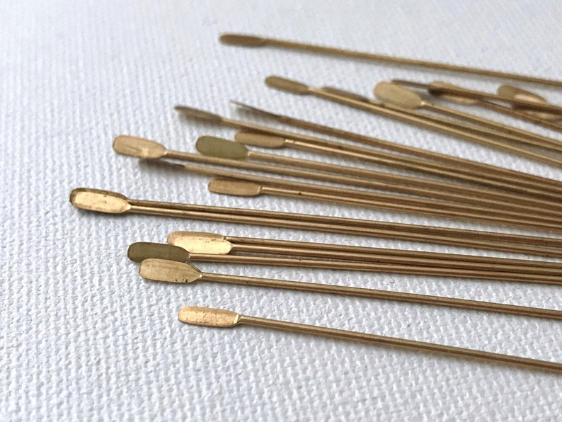 21 G Hammered Brass Pins. Antique Paddle Jewelry Pins. Beading Etsy