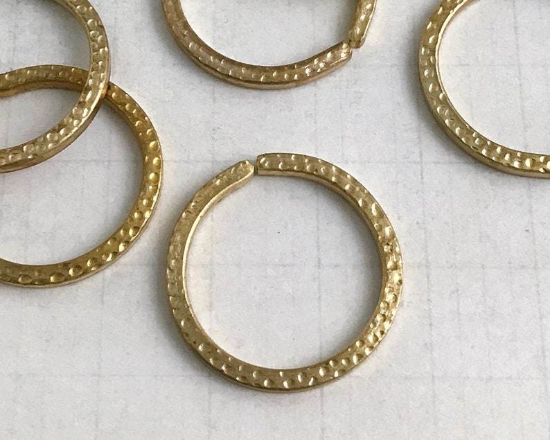 Brass Fashion Hardware Large Hammered Brass Rings 6 Pcs Extra Large Jump Rings Jewelry Component 19 mm I.D x 12 G Square Wire