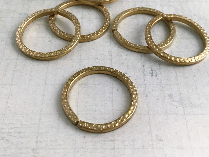 Brass Fashion Hardware Large Hammered Brass Rings 6 Pcs Extra Large Jump Rings Jewelry Component 19 mm I.D x 12 G Square Wire