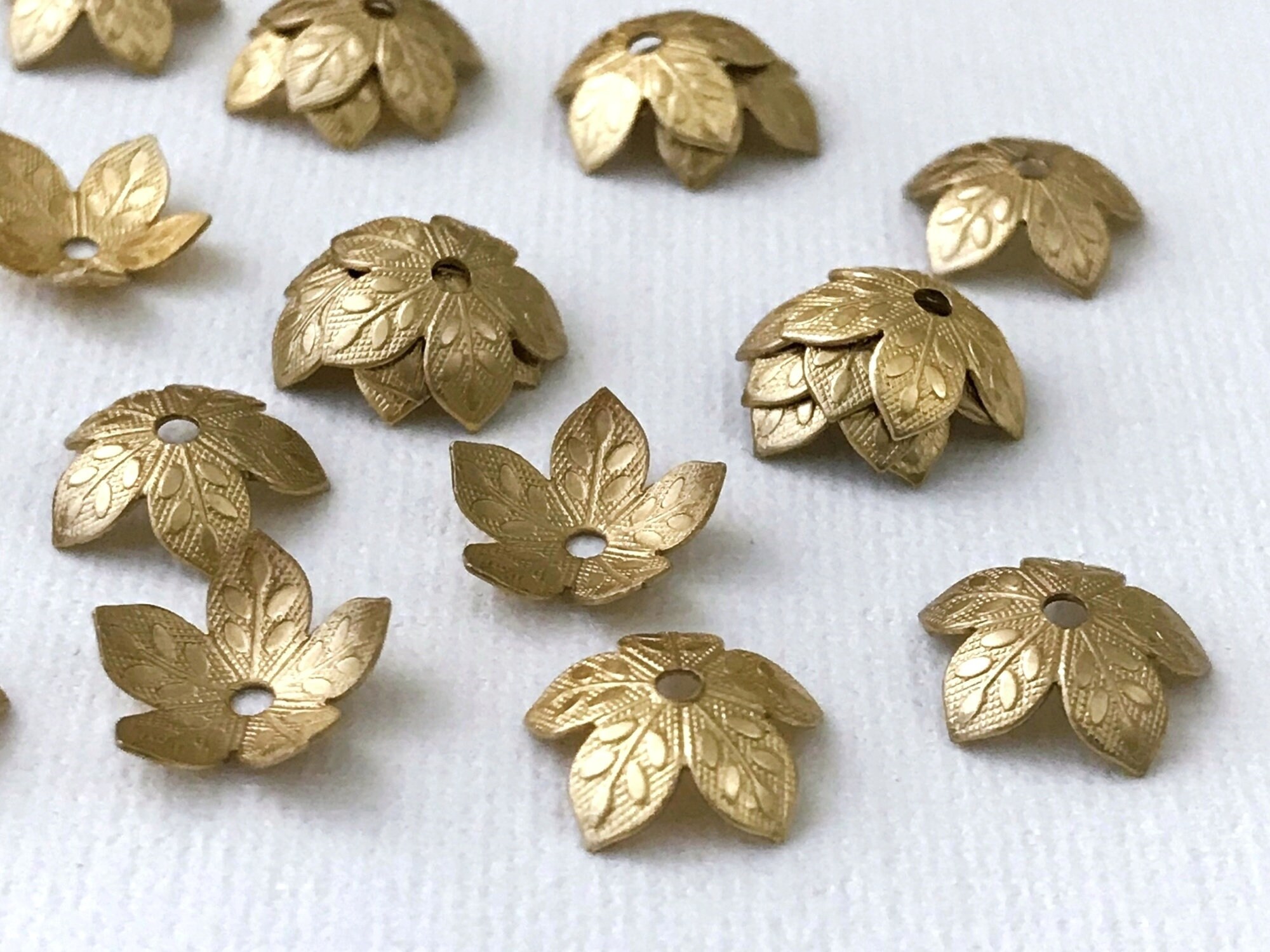 10.5 Mm Flower Bead Caps. Bead Cap. Embossed Floral Leaf Etsy