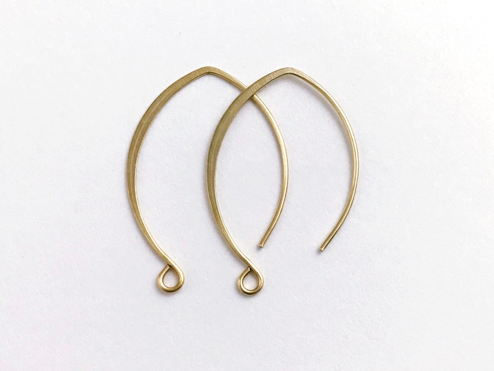 32 mm Hammered Marquise Earring Wires. V Shape Ear Hooks. Etsy