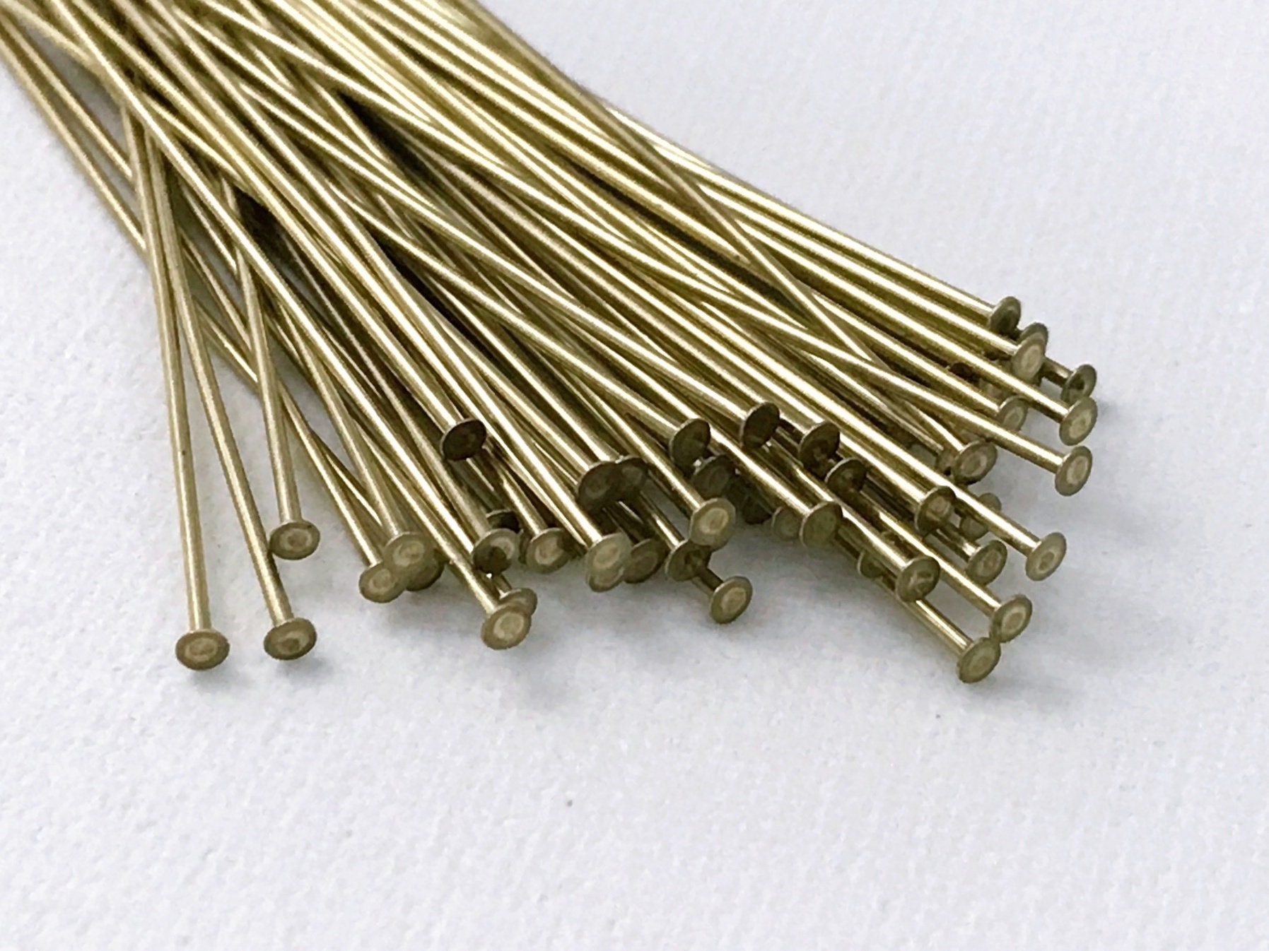 2 21 G Brass Head Pins. 2 mm Large Head x 51 mm Long. Etsy