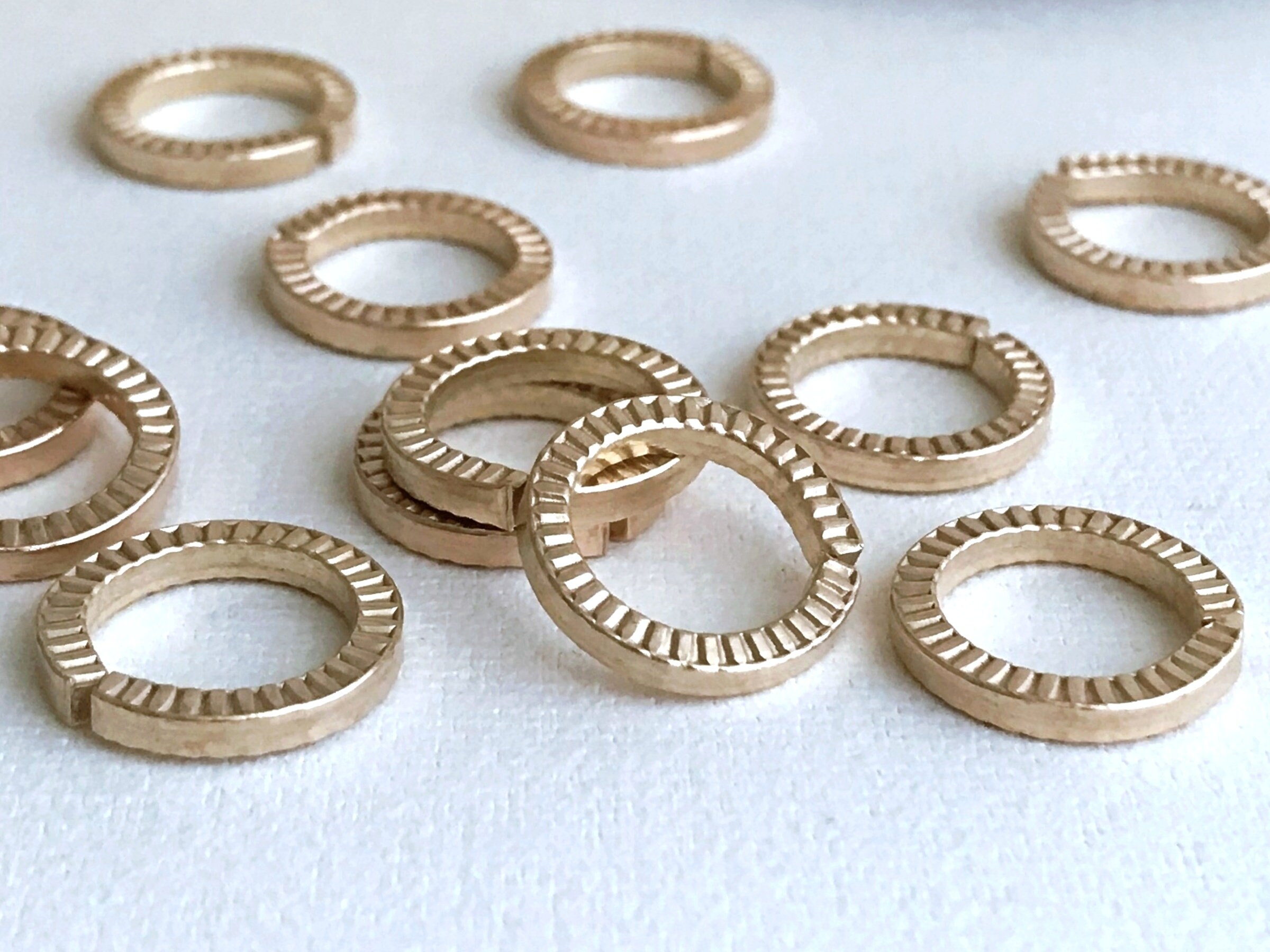 14.5 Mm Heavy Gauge Brass Jump Rings. Knurled Textured Links. Etsy