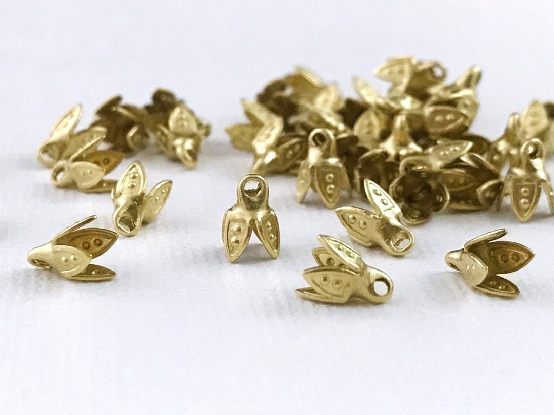 3 Mm Tiny Bell Caps. Four Petal Bead Top. Beading End Caps Etsy