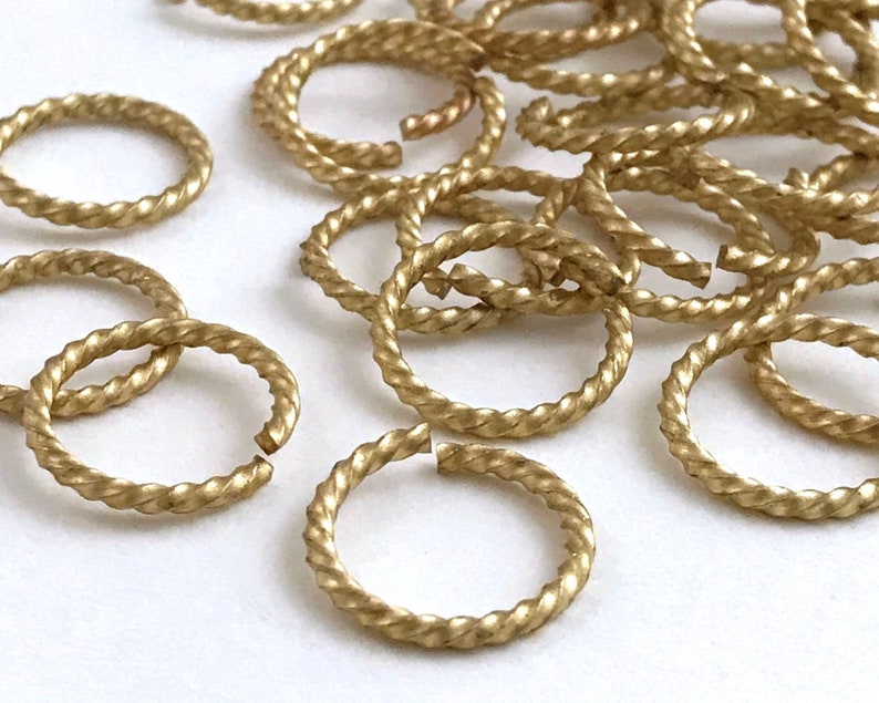 15 Mm X 14 G Twisted Wire Jump Rings Solid Brass Textured Etsy