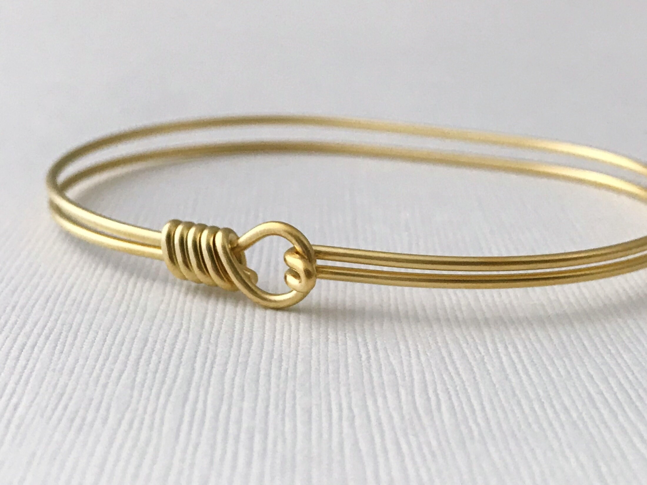 Wire Wrapped Bracelet Bangle 14 Karat Gold Plate Matte Etsy