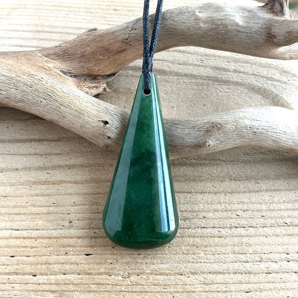 Nieuw-Zeeland Pounamu Greenstone Drop Styled hanger ketting 55 mm (POU4196P)